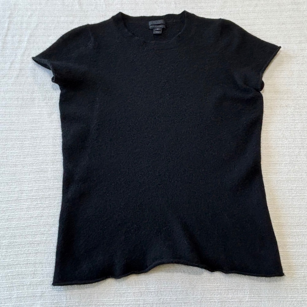 J.Crew Collection Italian Cashmere Short Sleeve Sweater Black M F5917